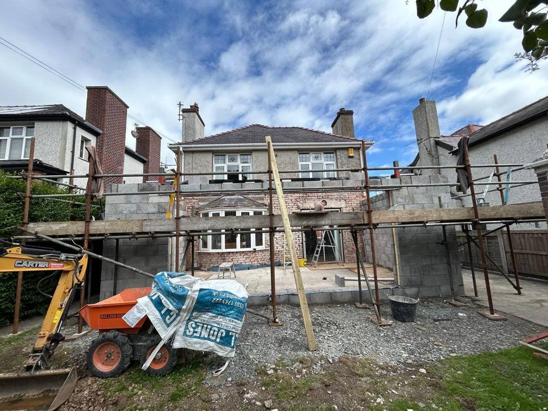 Rear extension under construction with scaffolding