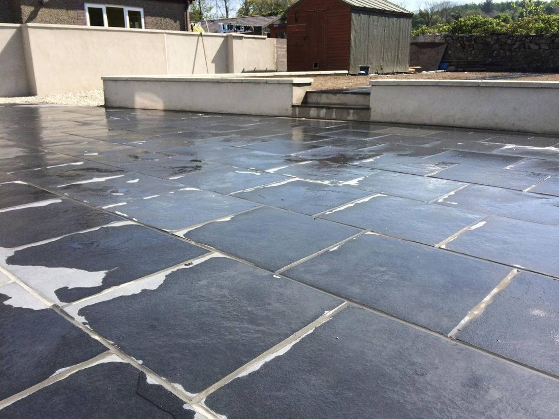 Slate patio in a garden